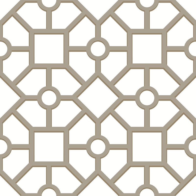 Wallpaper Hedgerow Trellis Peel & Stick Wallpaper Sample // Taupe & Gold 8 x 10 