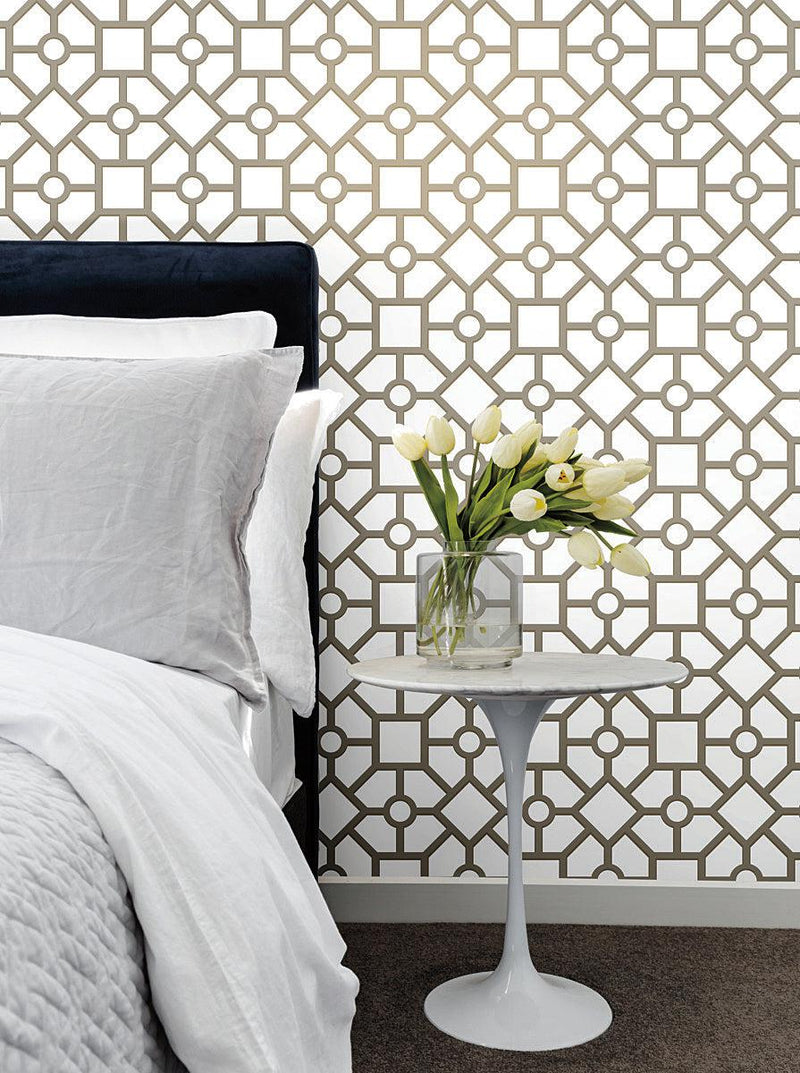 Wallpaper Hedgerow Trellis Peel & Stick Wallpaper // Taupe & Gold 