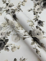 Wallpaper Heirloom Rose Wallpaper // Grey & White 