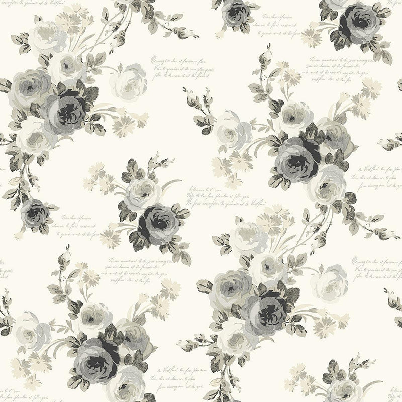 Wallpaper Heirloom Rose Wallpaper Sample // Grey & White 8 x 10 