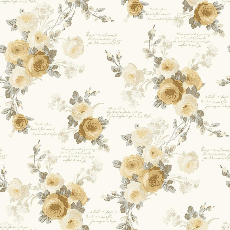Wallpaper Heirloom Rose Wallpaper Sample // Yellow 8 x 10 