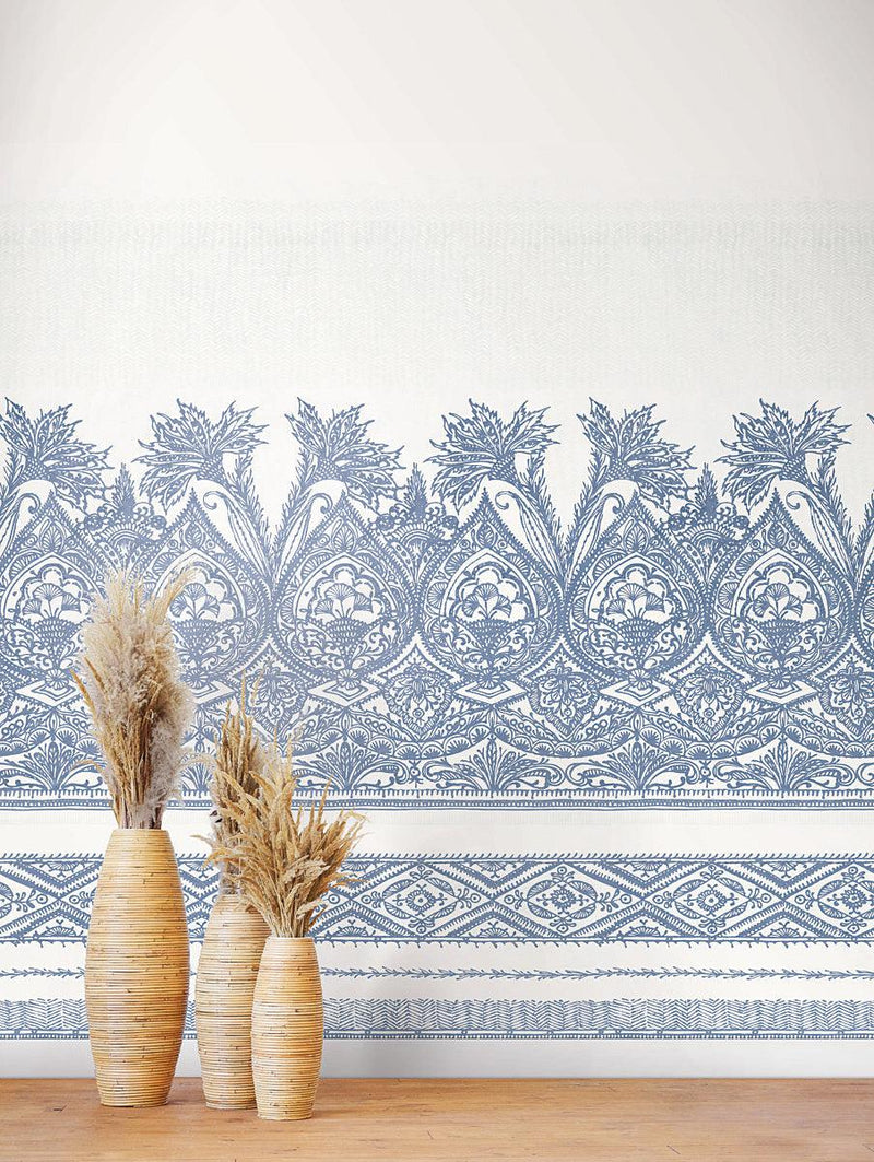 Wallpaper Henna Wall Mural // Blue & White 
