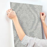 Wallpaper Heritage Damask Wallpaper // Silver & Grey 