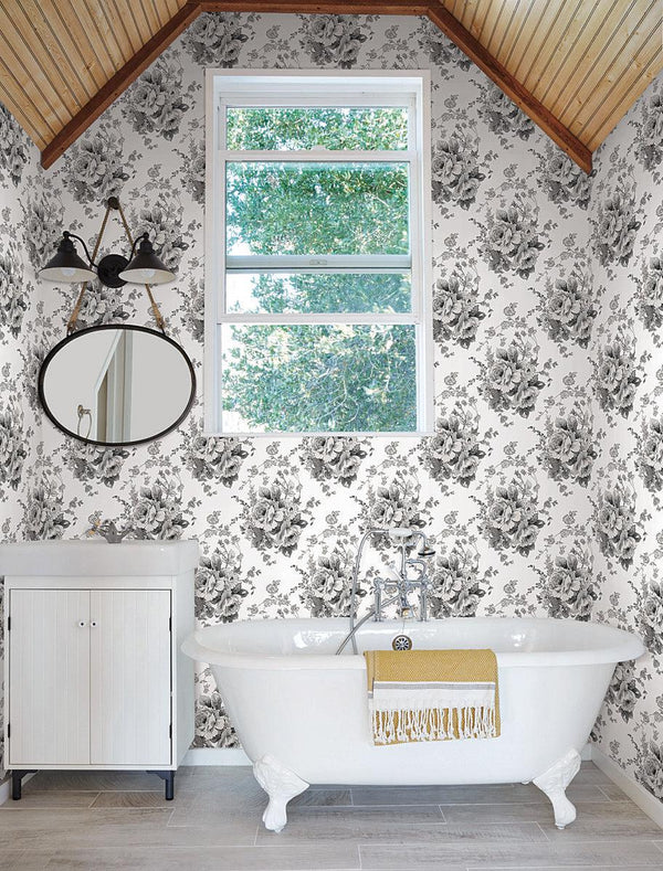 Wallpaper Heritage Rose Wallpaper // White & Black 