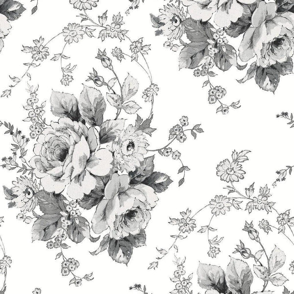 Wallpaper Heritage Rose Wallpaper // White & Black 