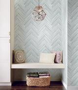 Wallpaper Hermosa Herringbone Peel & Stick Wallpaper // Blue 