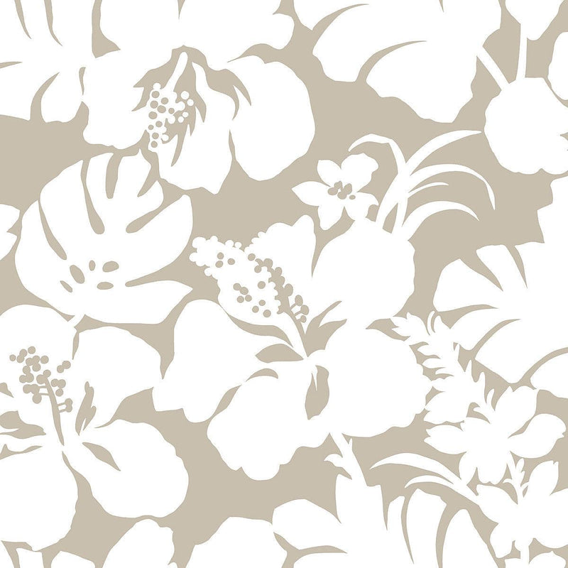 Wallpaper Hibiscus Arboretum Peel & Stick Wallpaper Sample // Off White 8 x 10 