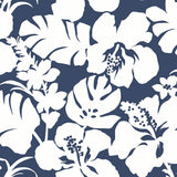 Wallpaper Hibiscus Arboretum Wallpaper // Navy 
