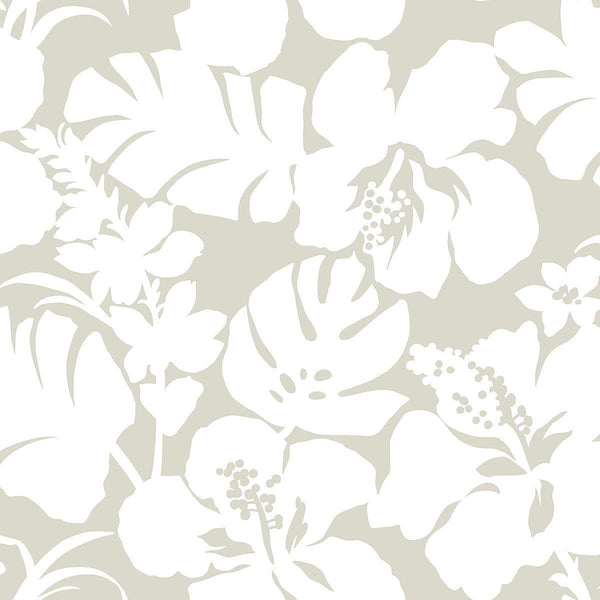 Wallpaper Hibiscus Arboretum Wallpaper Sample // Cream 8 x 10 