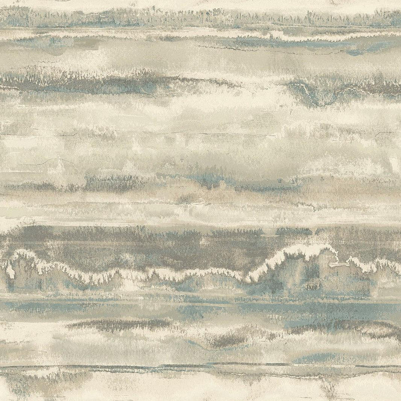 Wallpaper High Tide Peel & Stick Wallpaper Sample // Taupe & Blue 8 x 10 