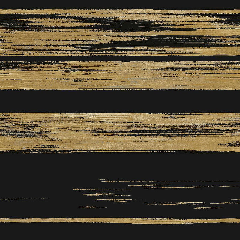 Wallpaper Horizontal Dry Brush Wallpaper // Black & Gold 