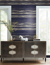 Wallpaper Horizontal Dry Brush Wallpaper // Navy 