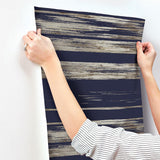 Wallpaper Horizontal Dry Brush Wallpaper // Navy 