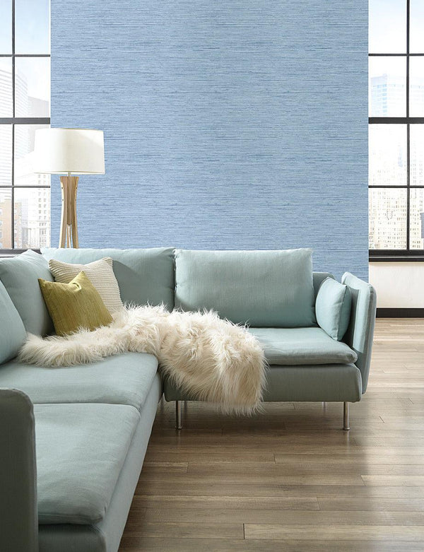 Wallpaper Horizontal Grasscloth Wallpaper // Light Blue 