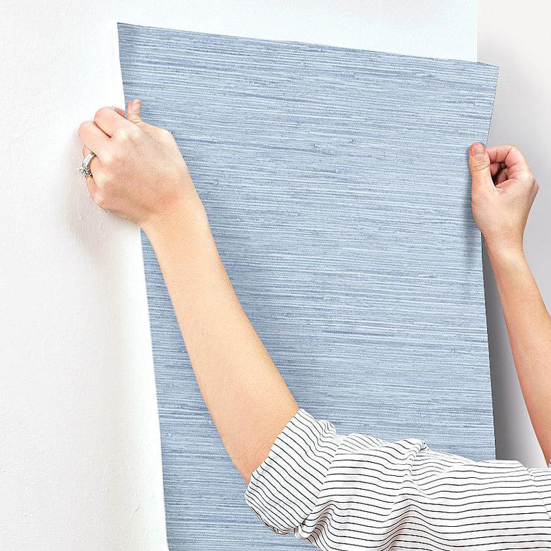 Wallpaper Horizontal Grasscloth Wallpaper // Light Blue 