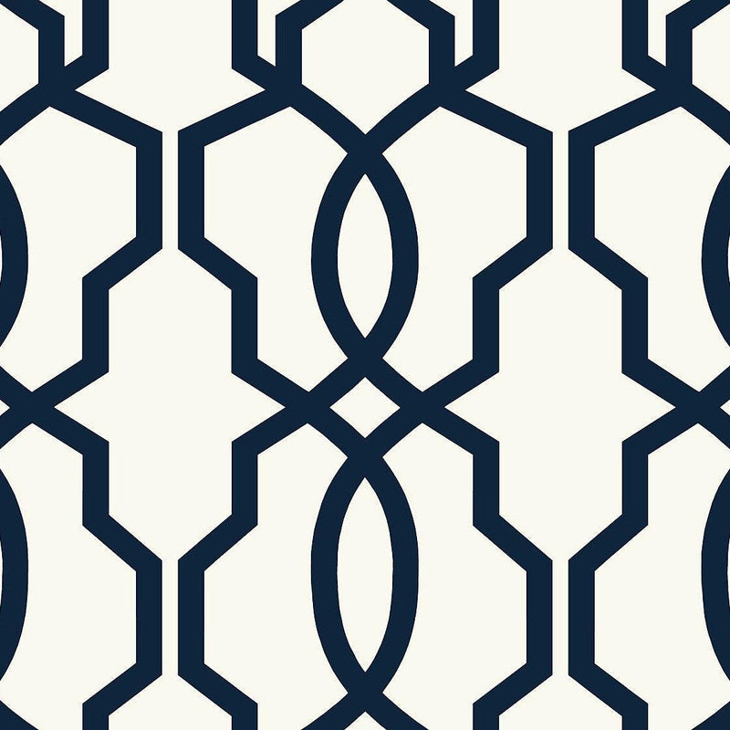 Wallpaper Hourglass Trellis Wallpaper Sample // Navy 8 x 10 