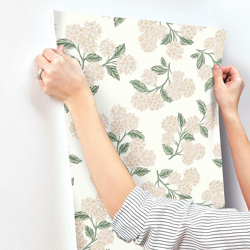 Wallpaper Hydrangea Wallpaper // Beige & Pink 