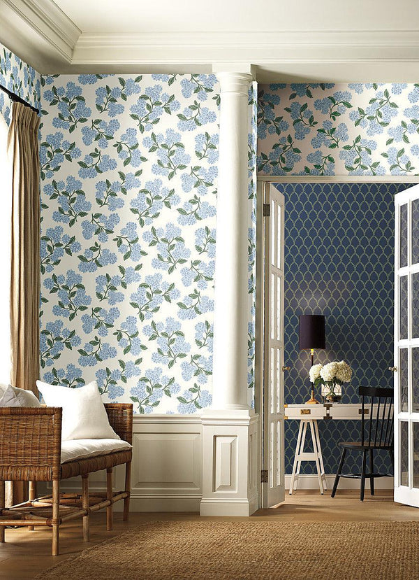 Wallpaper Hydrangea Wallpaper // Blue & White 