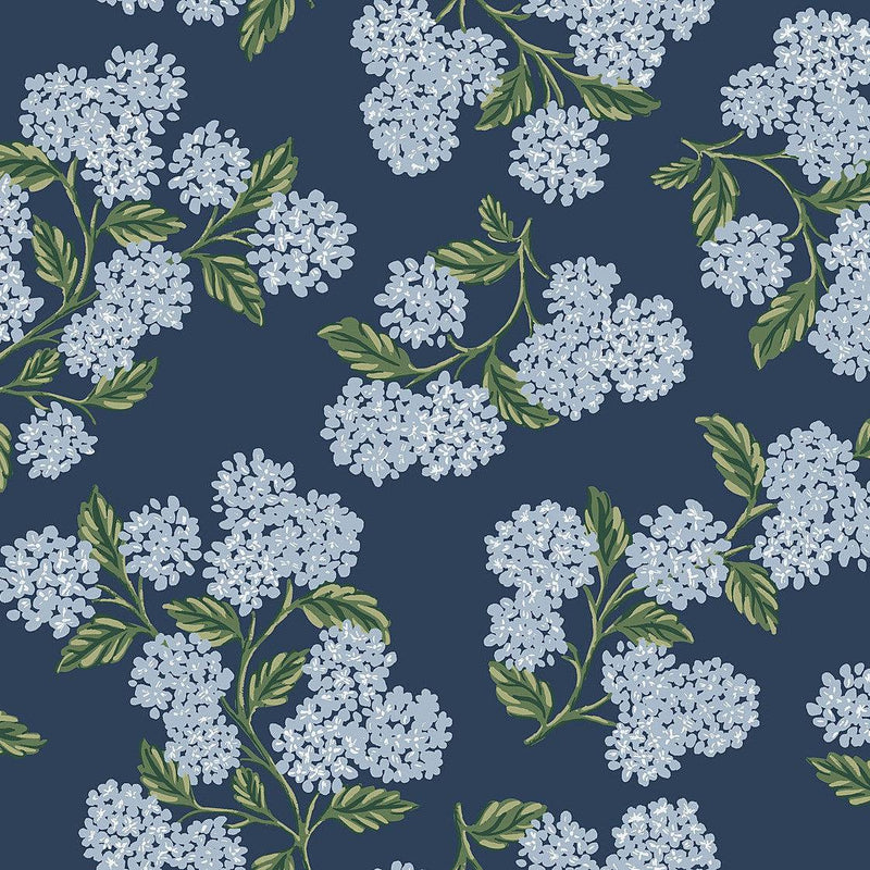 Wallpaper Hydrangea Wallpaper Sample // Navy 8 x 10 
