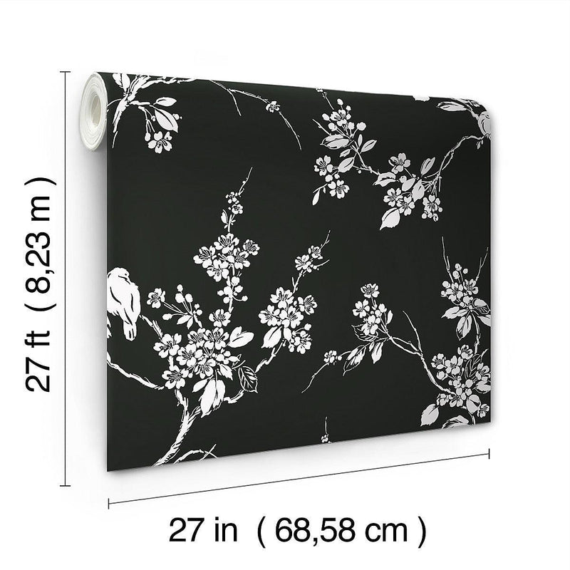 Wallpaper Imperial Blossoms Branch Wallpaper // Black & White 