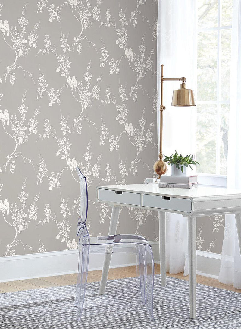 Wallpaper Imperial Blossoms Branch Wallpaper // Grey & White 
