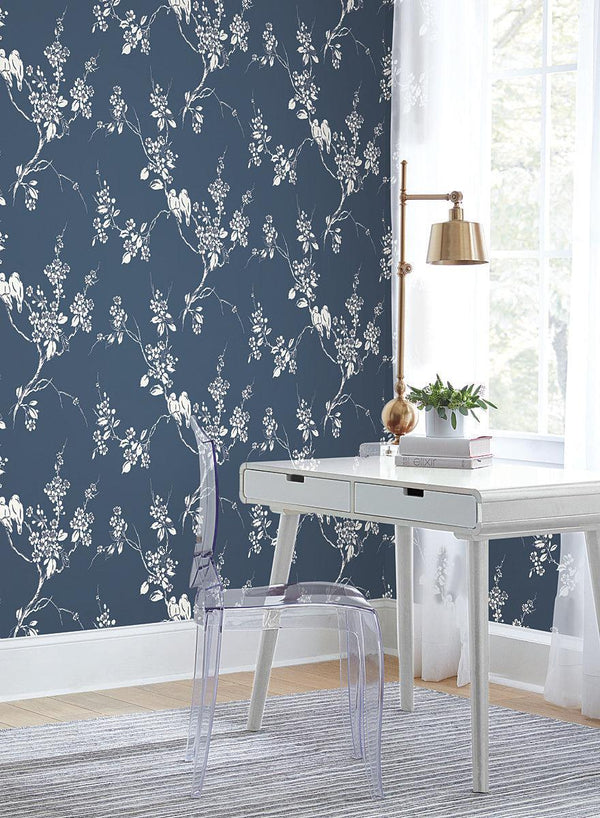 Wallpaper Imperial Blossoms Branch Wallpaper // Navy 