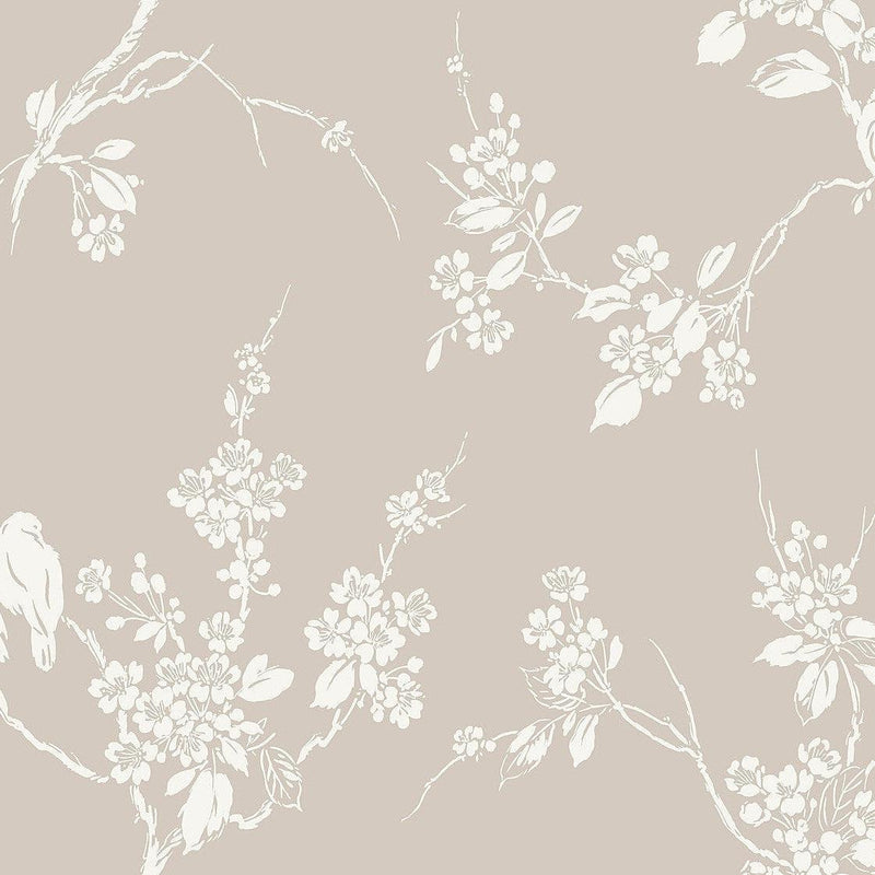 Wallpaper Imperial Blossoms Branch Wallpaper Sample // Taupe 8 x 10 
