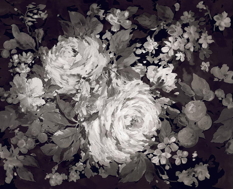 Wallpaper Impressionist Floral Wall Mural Sample // Grey & Neutral 8 x 10 