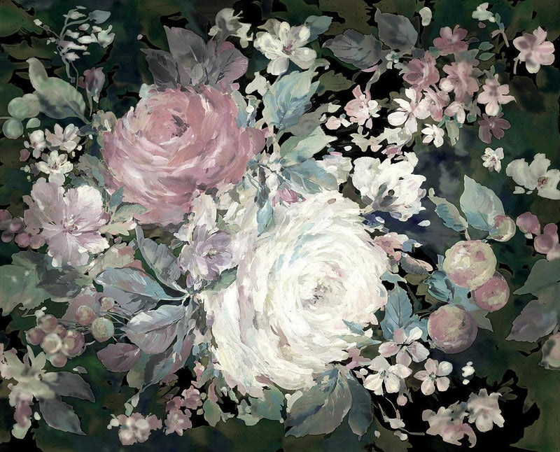 Wallpaper Impressionist Floral Wall Mural Sample // Pink & Black 8 x 10 