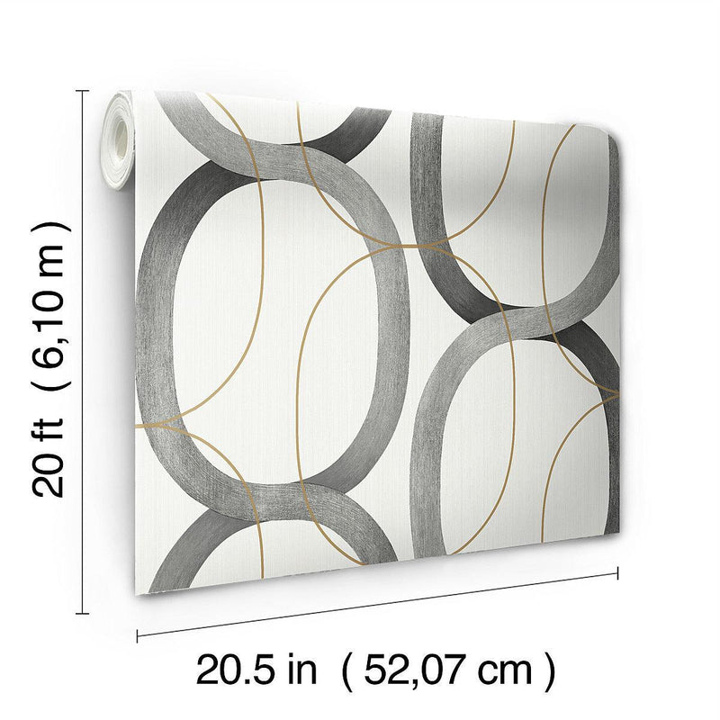 Wallpaper Interlock Peel & Stick Wallpaper // Black & Gold 