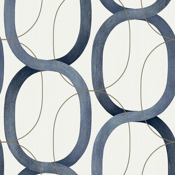 Wallpaper Interlock Peel & Stick Wallpaper // Navy 