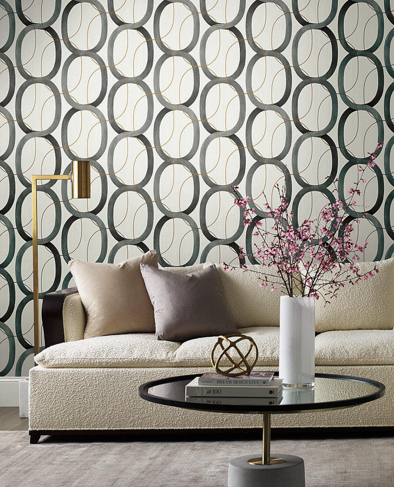 Wallpaper Interlock Wallpaper // Black & Gold 