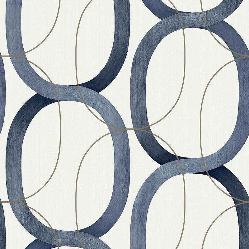 Wallpaper Interlock Wallpaper Sample // Navy 8 x 10 