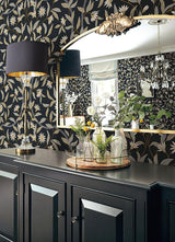 Wallpaper Jasmine Wallpaper // Black Metallic 