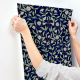 Wallpaper Jasmine Wallpaper // Blue Metallic 