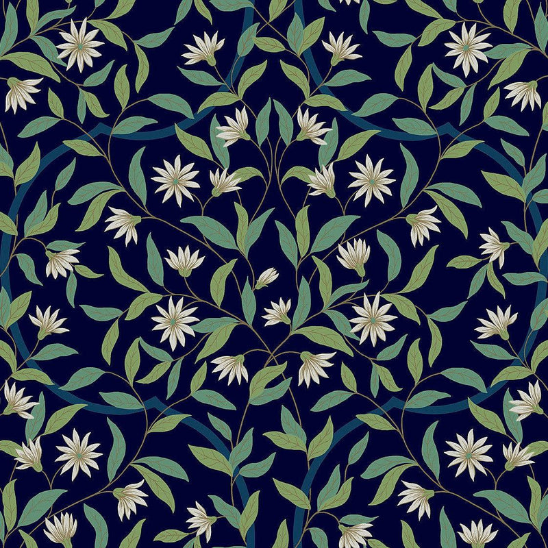 Wallpaper Jasmine Wallpaper Sample // Blue Metallic 8 x 10 