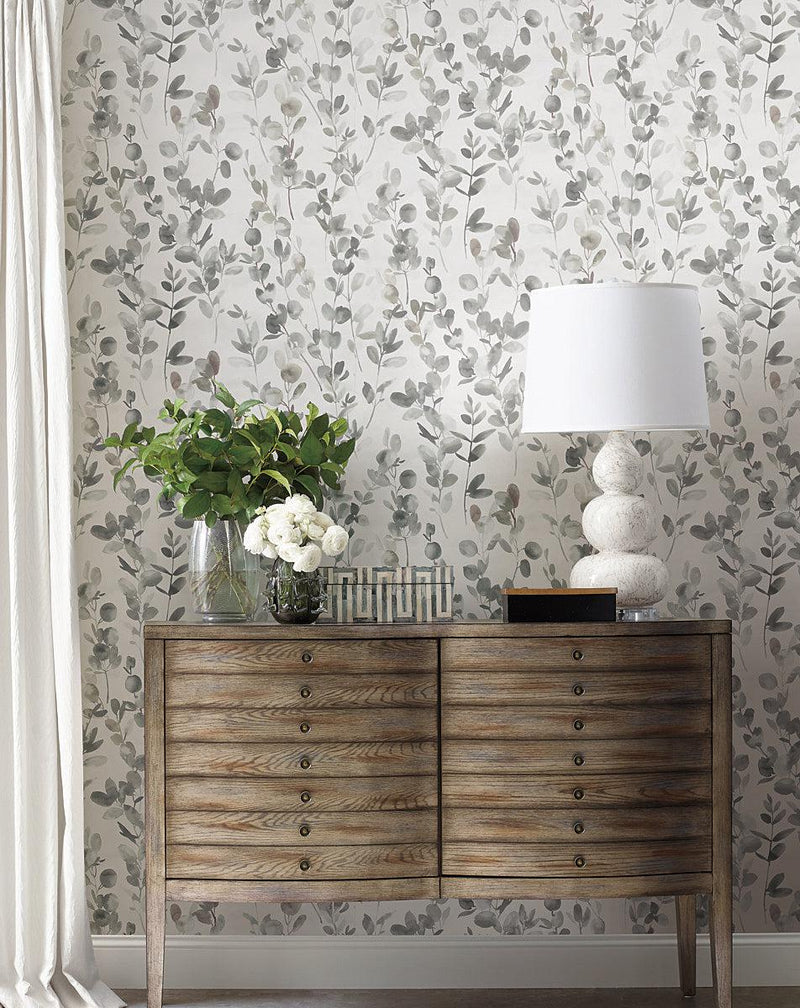 Wallpaper Joyful Eucalyptus Wallpaper // Grey & Taupe 