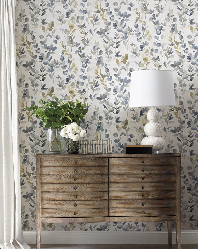 Wallpaper Joyful Eucalyptus Wallpaper // Navy 