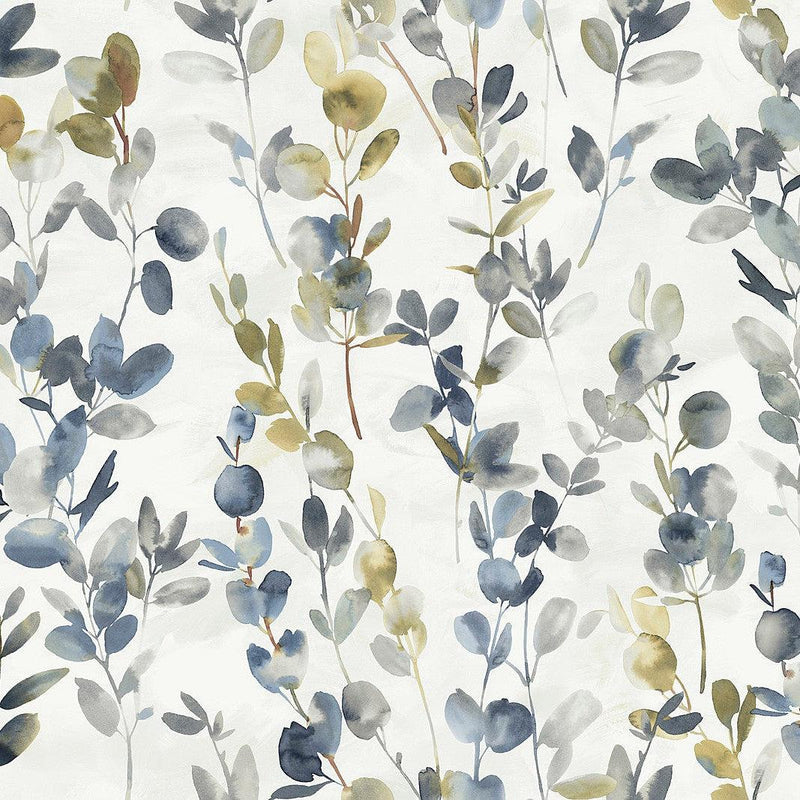 Wallpaper Joyful Eucalyptus Wallpaper Sample // Navy 8 x 10 