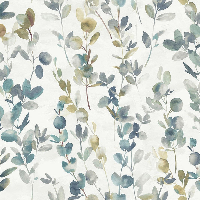 Wallpaper Joyful Eucalyptus Wallpaper Sample // Turquoise 8 x 10 