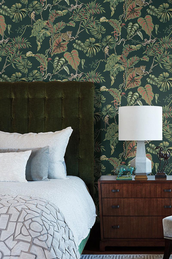 Wallpaper Jungle Cat Wallpaper // Dark Green 