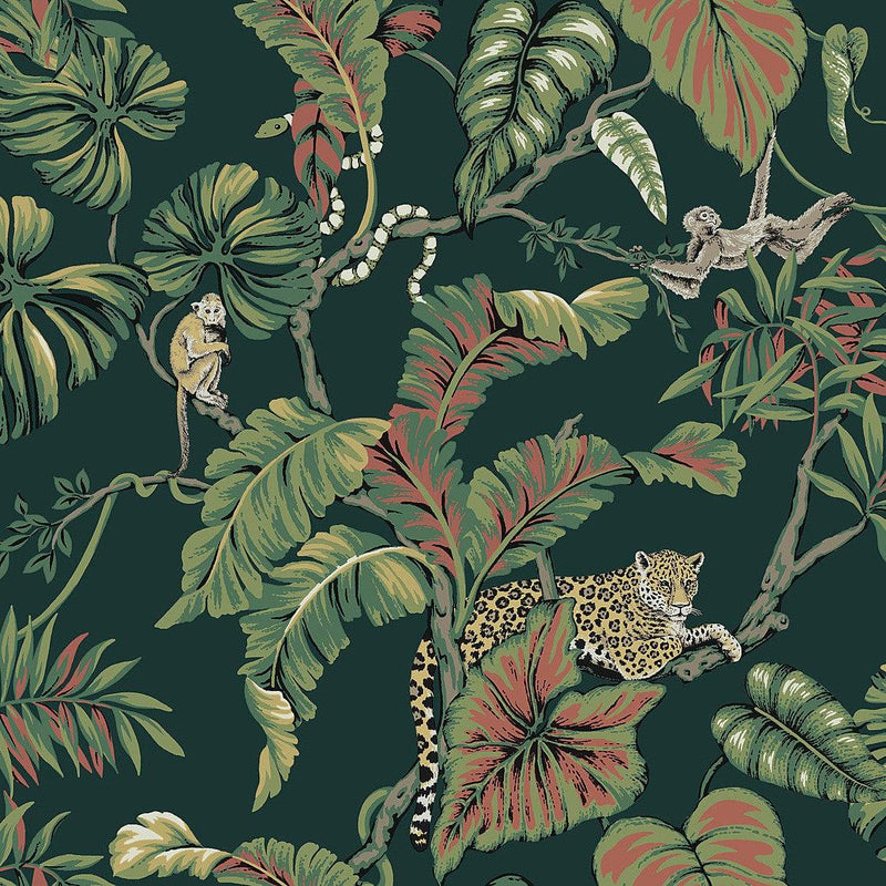 Wallpaper Jungle Cat Wallpaper Sample // Dark Green 8 x 10 
