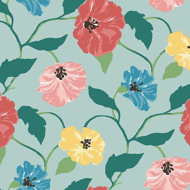 Wallpaper Jungle Garden Peel & Stick Wallpaper Sample // Sky Blue 8 x 10 
