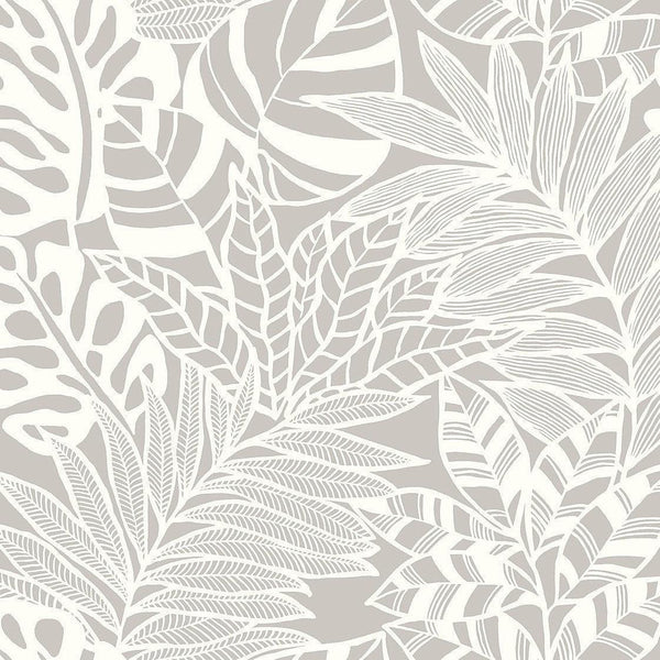 Wallpaper Jungle Leaves Wallpaper // Grey 