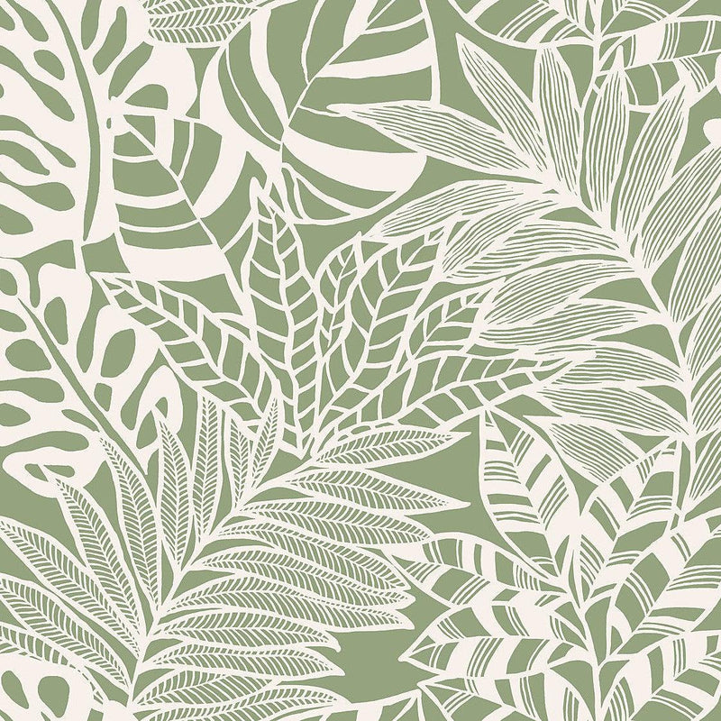 Wallpaper Jungle Leaves Wallpaper Sample // Green 8 x 10 