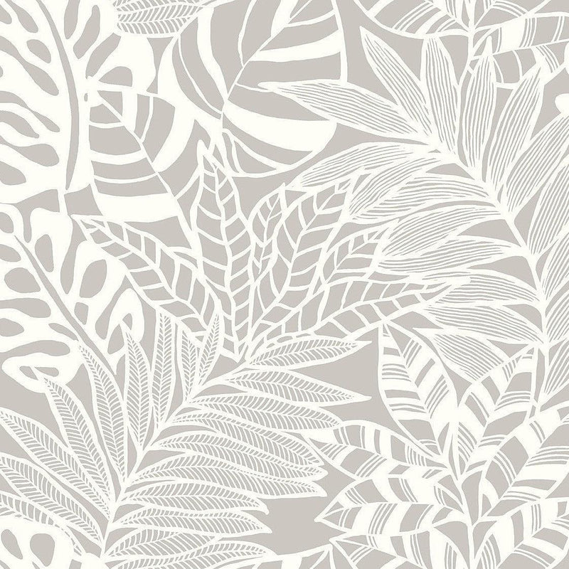 Wallpaper Jungle Leaves Wallpaper Sample // Grey 8 x 10 