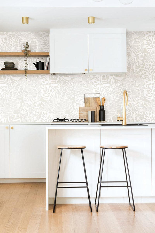 Wallpaper Jungle Leaves Wallpaper // White 