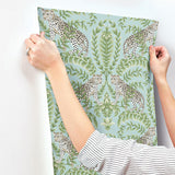 Wallpaper Jungle Leopard Wallpaper // Teal 