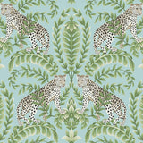Wallpaper Jungle Leopard Wallpaper // Teal 