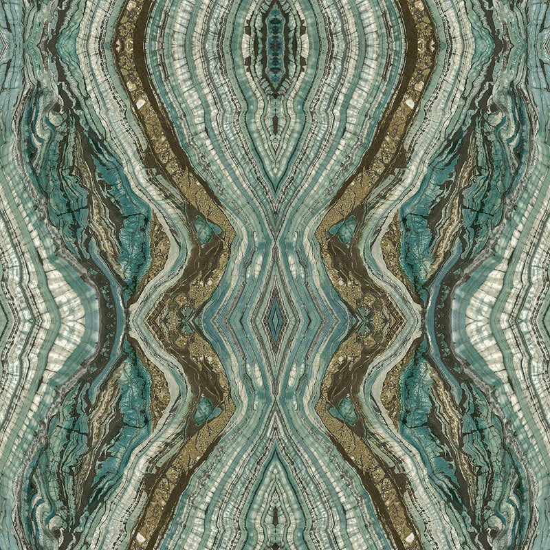 Wallpaper Kaleidoscope Peel & Stick Wallpaper Sample // Teal 8 x 10 